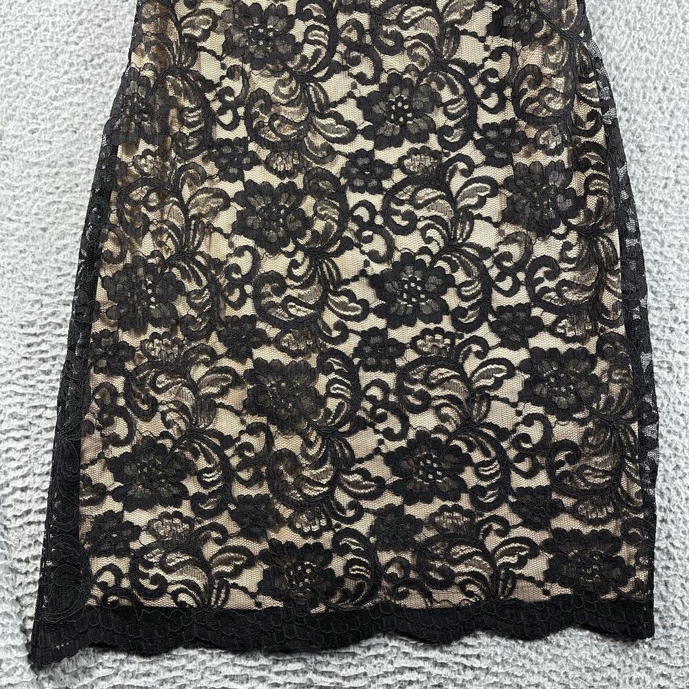Jessica Howard Dress 8 NWT Black Lace Tan Lining Beaded Neckline Sheath JH5M8454 - Picture 7 of 13